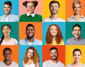 A grid with smiling employees across the generations