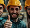 Three frontline employees giving a thumbs up