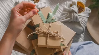 Employee opening a reward
