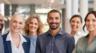 Group of workers smiling