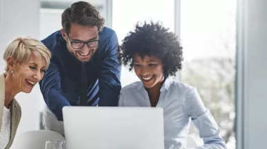 HR team viewing employee engagement software