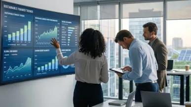 employees looking at employee recognition metrics