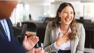 employee feeling happy for being recognized